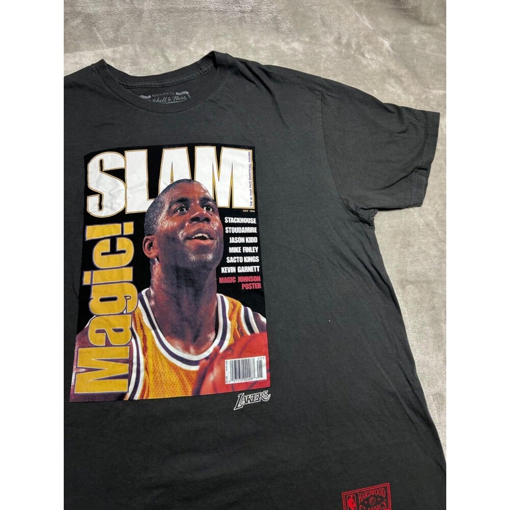Mitchell & Ness Magic Johnson Shirt Men XL Gray Lakers Graphic Vintage
